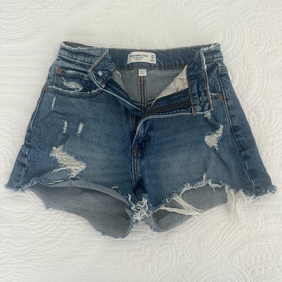 Abercrombie & Fitch Pants - Abercrombie Curve Love Mom Shorts High Rise Distressed Raw Hem Size 25